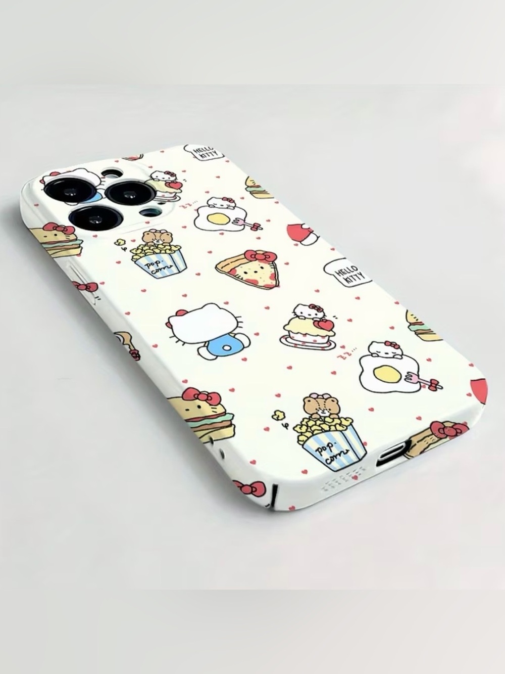 New Apple iPhone Hello Kitty Case White Pizza Popcorn Egg Toast